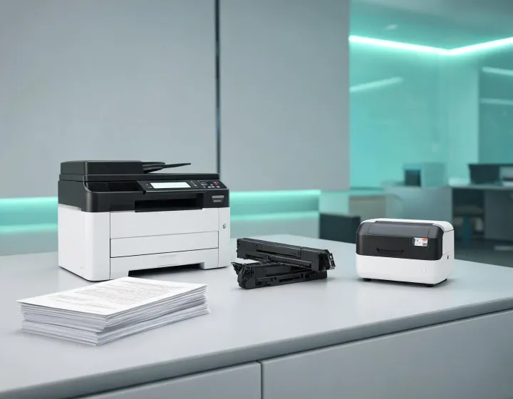 Office laser printer with output trays